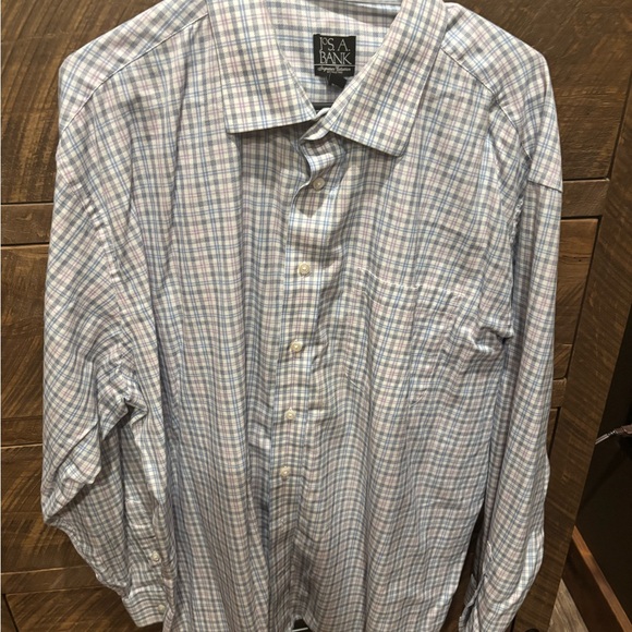 Jos. A. Bank Men's Checkered Shirt - Blue, Pink, and White - Picture 1 of 3